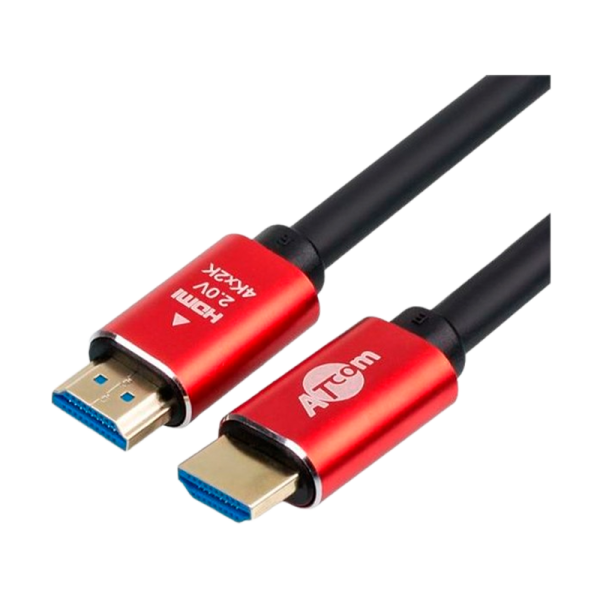 Кабель Atcom HDMI (m)-HDMI (m) 1.0м силикон ver.2.0 черный красный в пакете