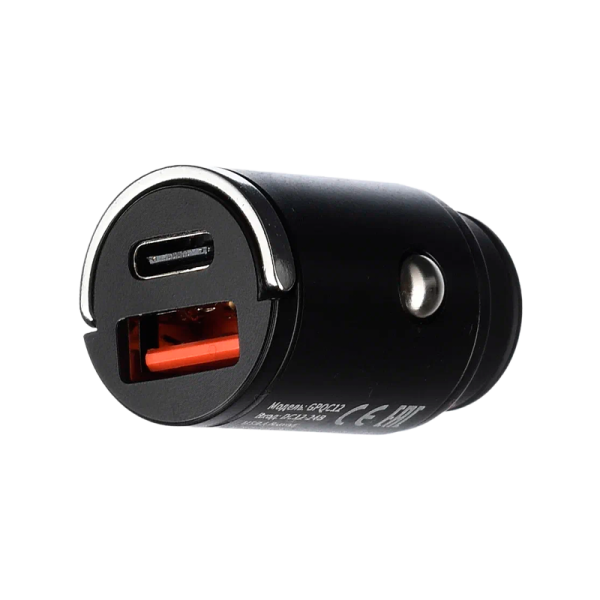 Автомобильное З/У GoPower GPQC12 1USB+1Type-C 22.5W Mini черный