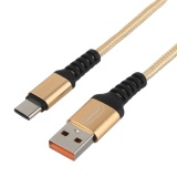 Кабель GoPower GP02T USB (m)-Type-C (m) 1.0м 2.4A нейлон золотой