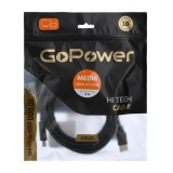Кабель GoPower HDMI (m)-HDMI (m) 3.0м ПВХ ver.2.0 черный в пакете